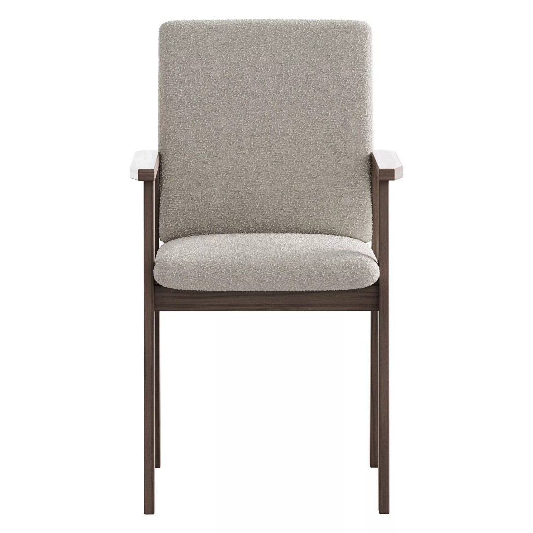 Modern Arm Chair 3D Model – Upholstered Wood Frame, FBX, OBJ - View 9