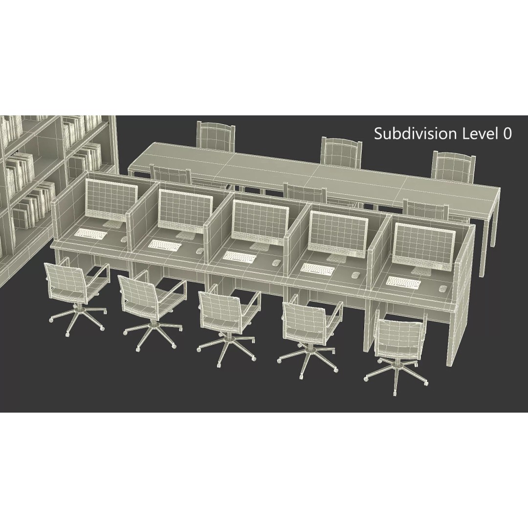 Library Furniture Set 3D Model – Modern Interior Components, FBX - View 17