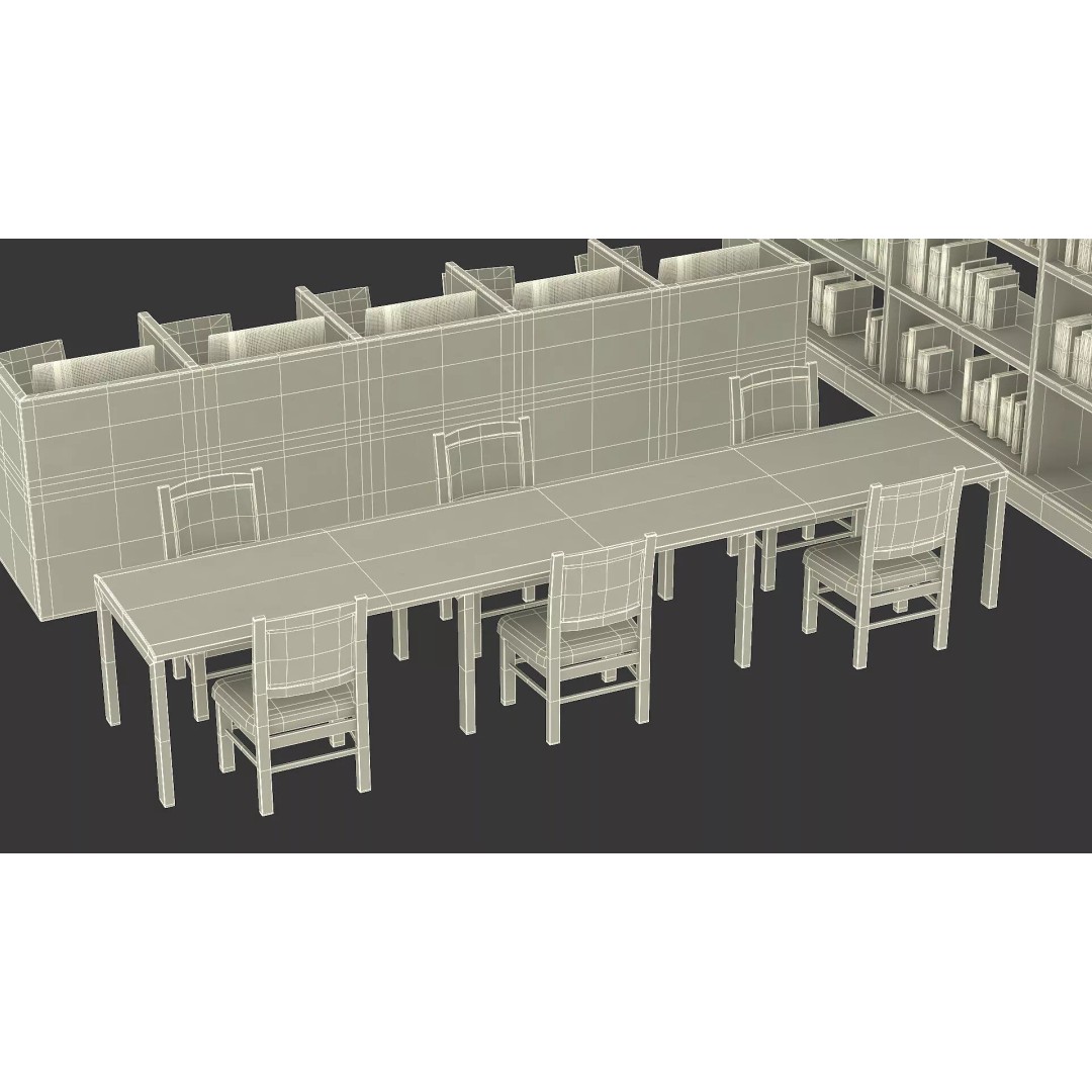 Library Furniture Set 3D Model – Modern Interior Components, FBX - View 23