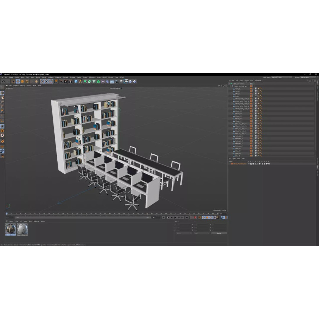 Library Furniture Set 3D Model – Modern Interior Components, FBX - View 28