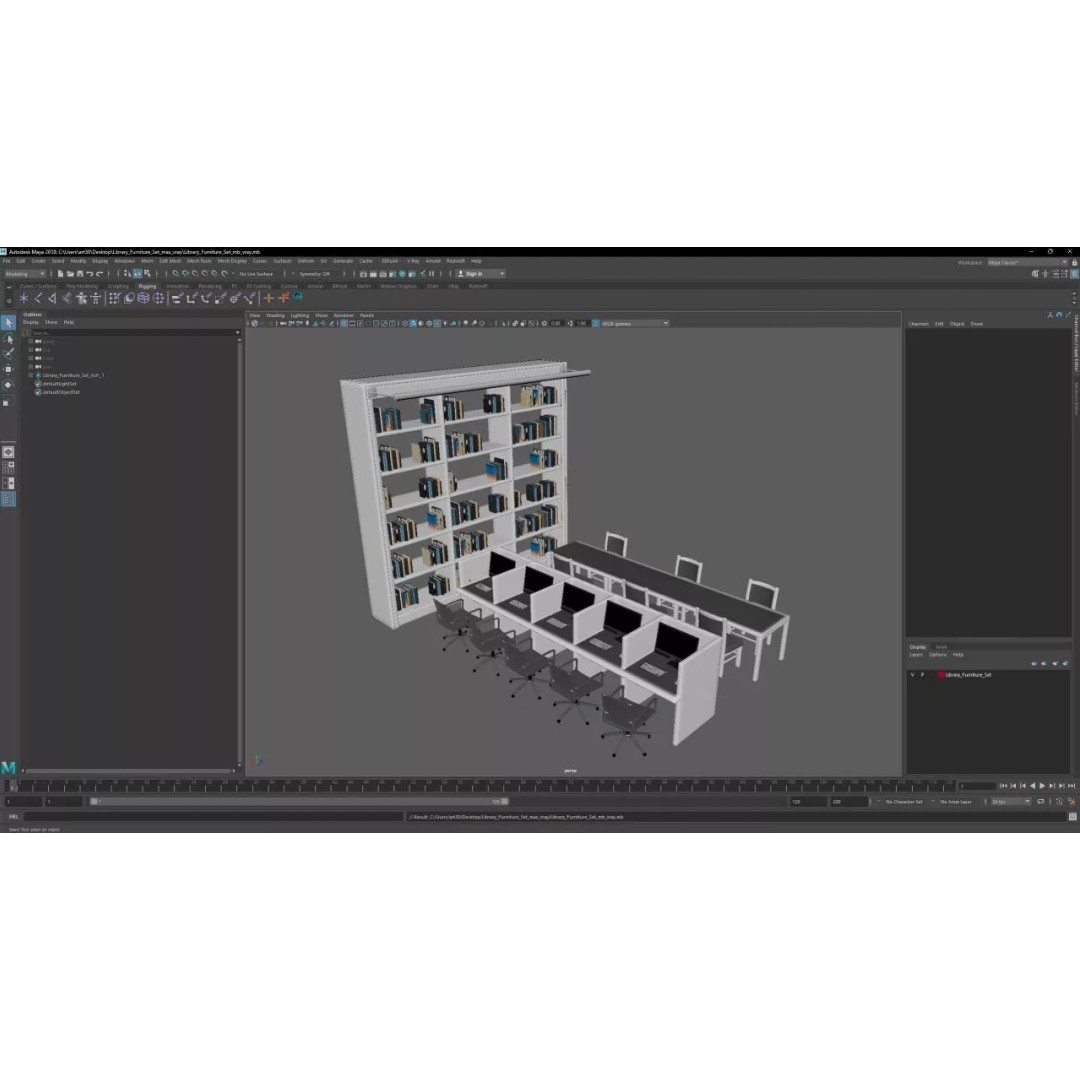 Library Furniture Set 3D Model – Modern Interior Components, FBX - View 29