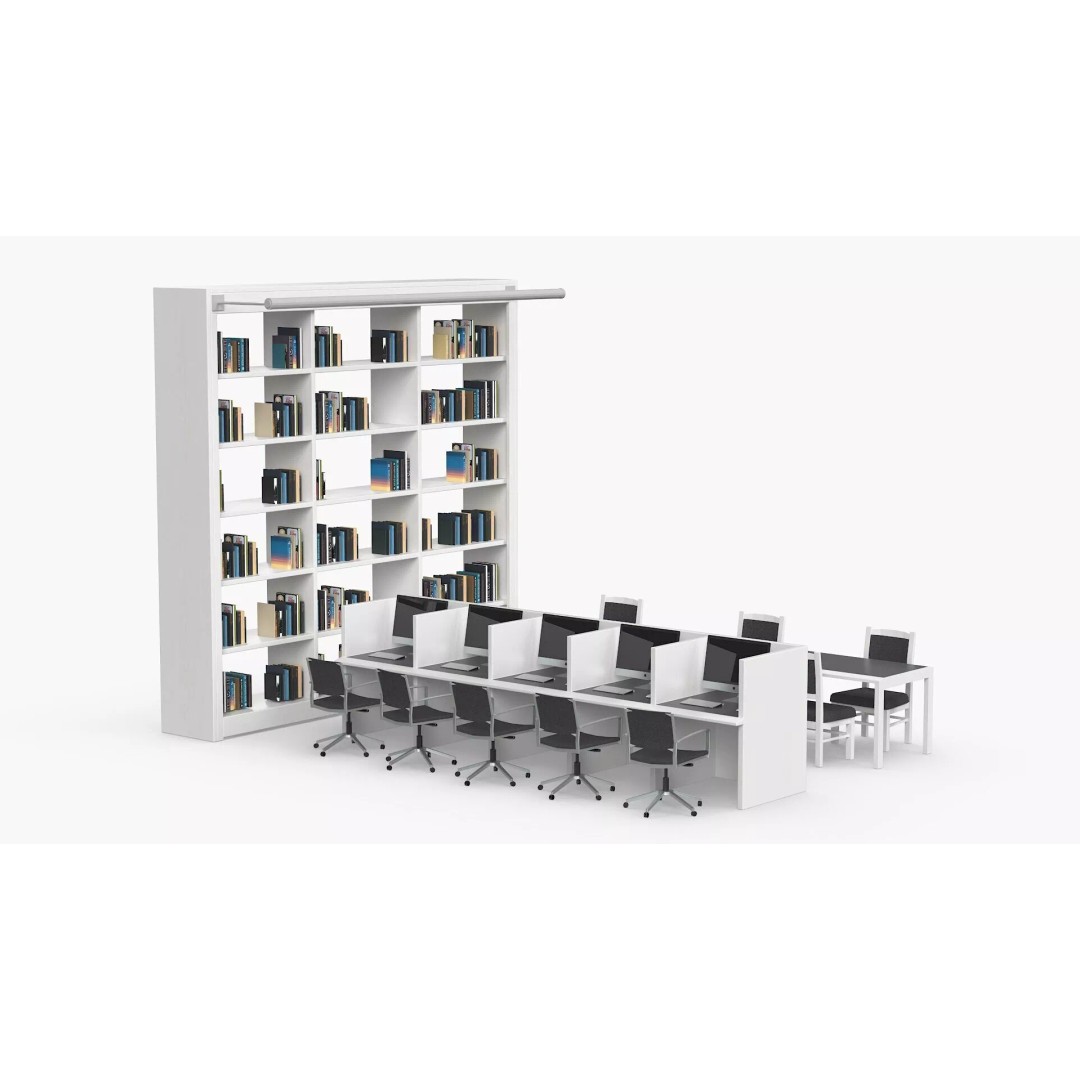 Library Furniture Set 3D Model – Modern Interior Components, FBX - View 6