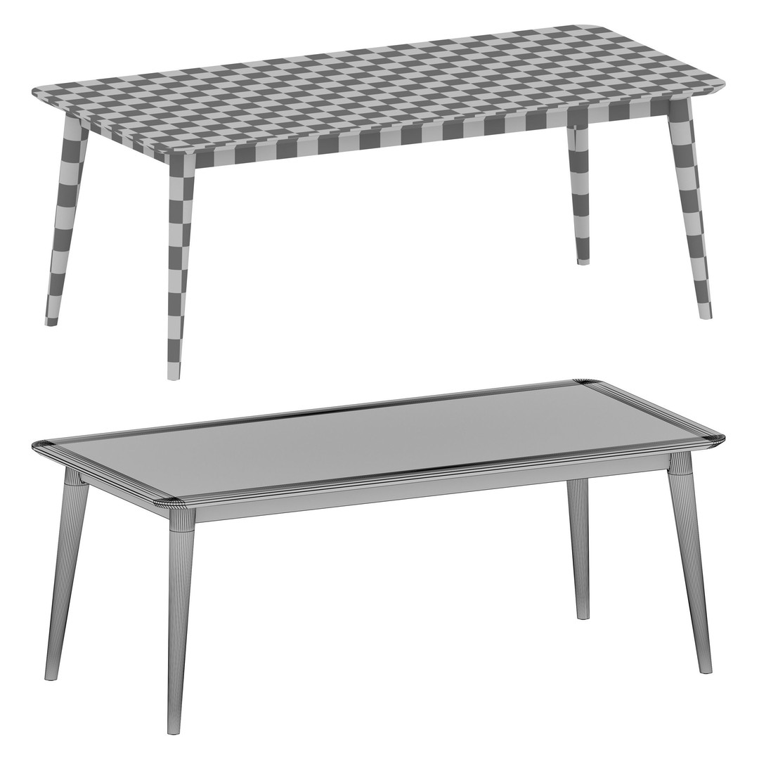 Tate Walnut Dining Table 3D Model – Midcentury Extendable Design, FBX