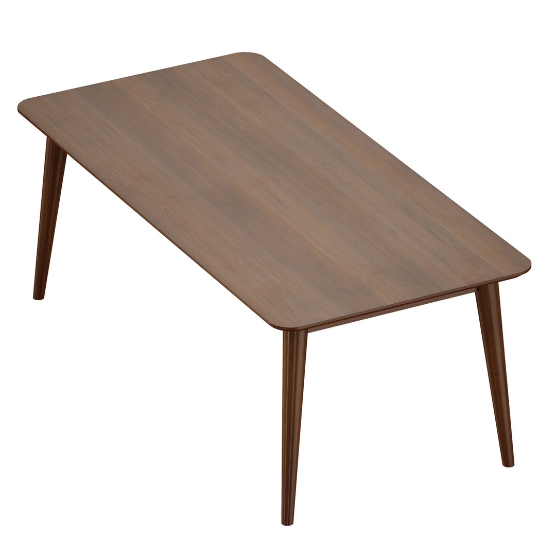 Tate Walnut Dining Table 3D Model – Midcentury Extendable Design, FBX - View 10