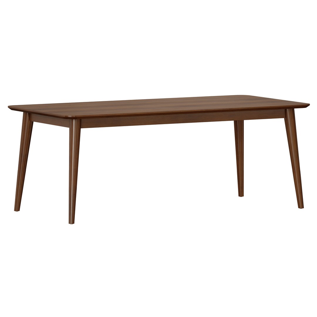 Tate Walnut Dining Table 3D Model – Midcentury Extendable Design, FBX - View 3