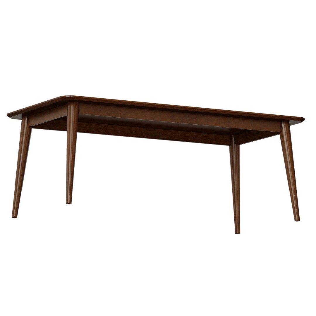 Tate Walnut Dining Table 3D Model – Midcentury Extendable Design, FBX - View 4
