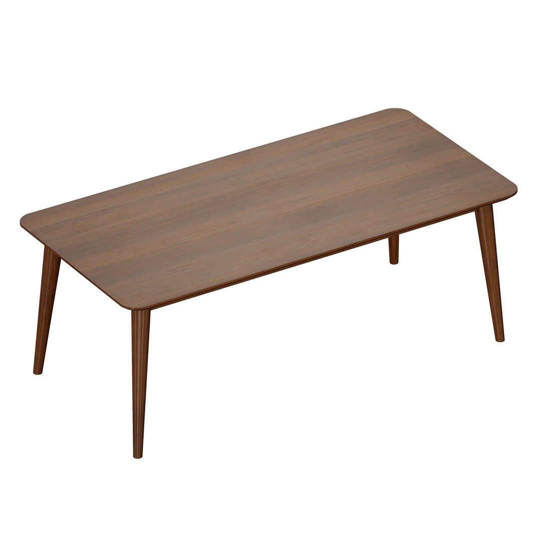 Tate Walnut Dining Table 3D Model – Midcentury Extendable Design, FBX - View 5