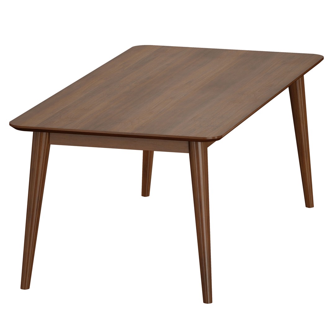 Tate Walnut Dining Table 3D Model – Midcentury Extendable Design, FBX - View 6