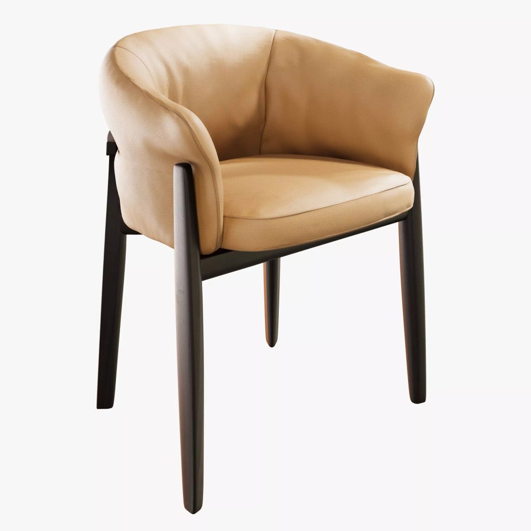 Leopold Chair 3D Model – Mid Poly Furniture with PBR Textures - View 4