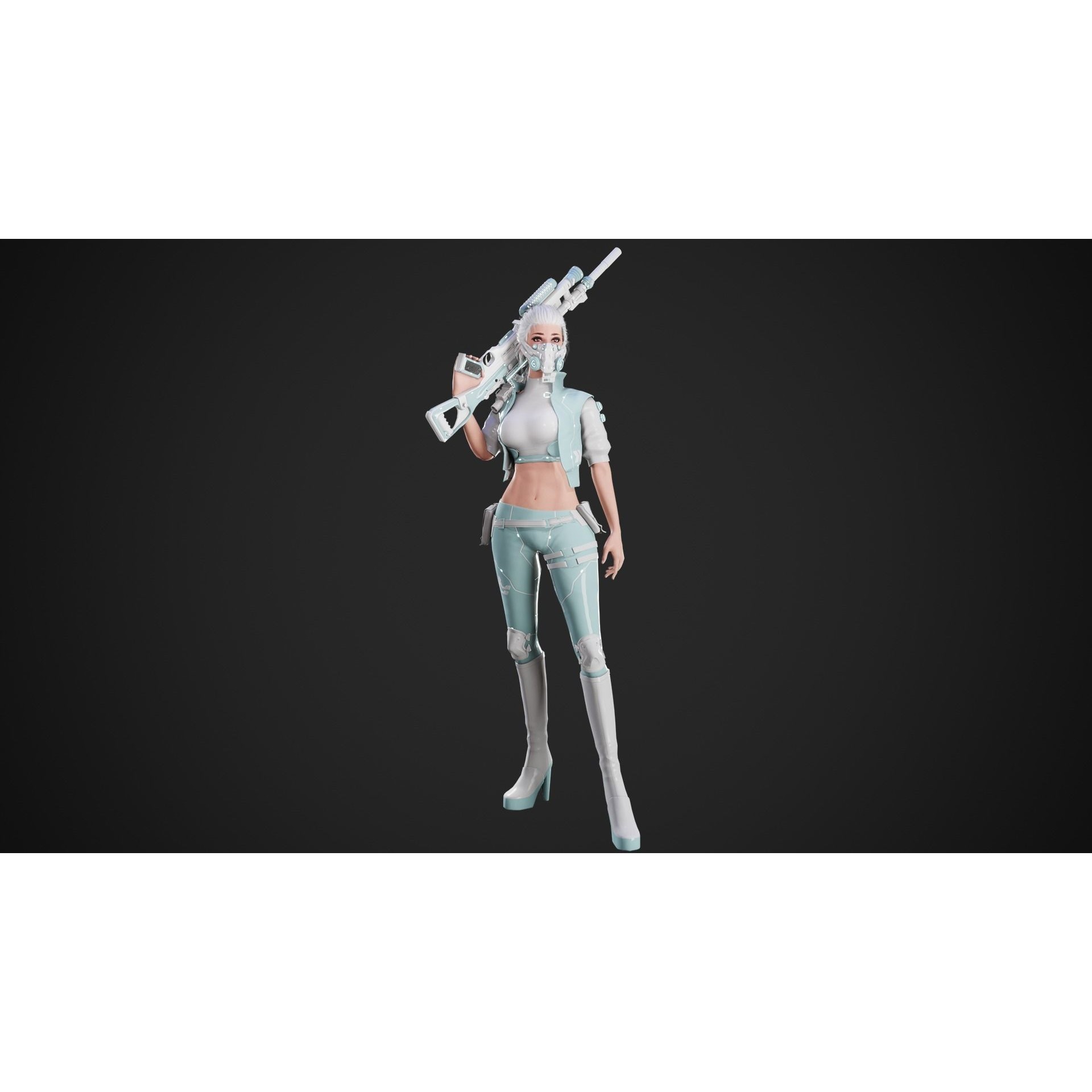 Cyberpunk NYX Robot - Low-Poly Game-Ready 3D Model - View 14