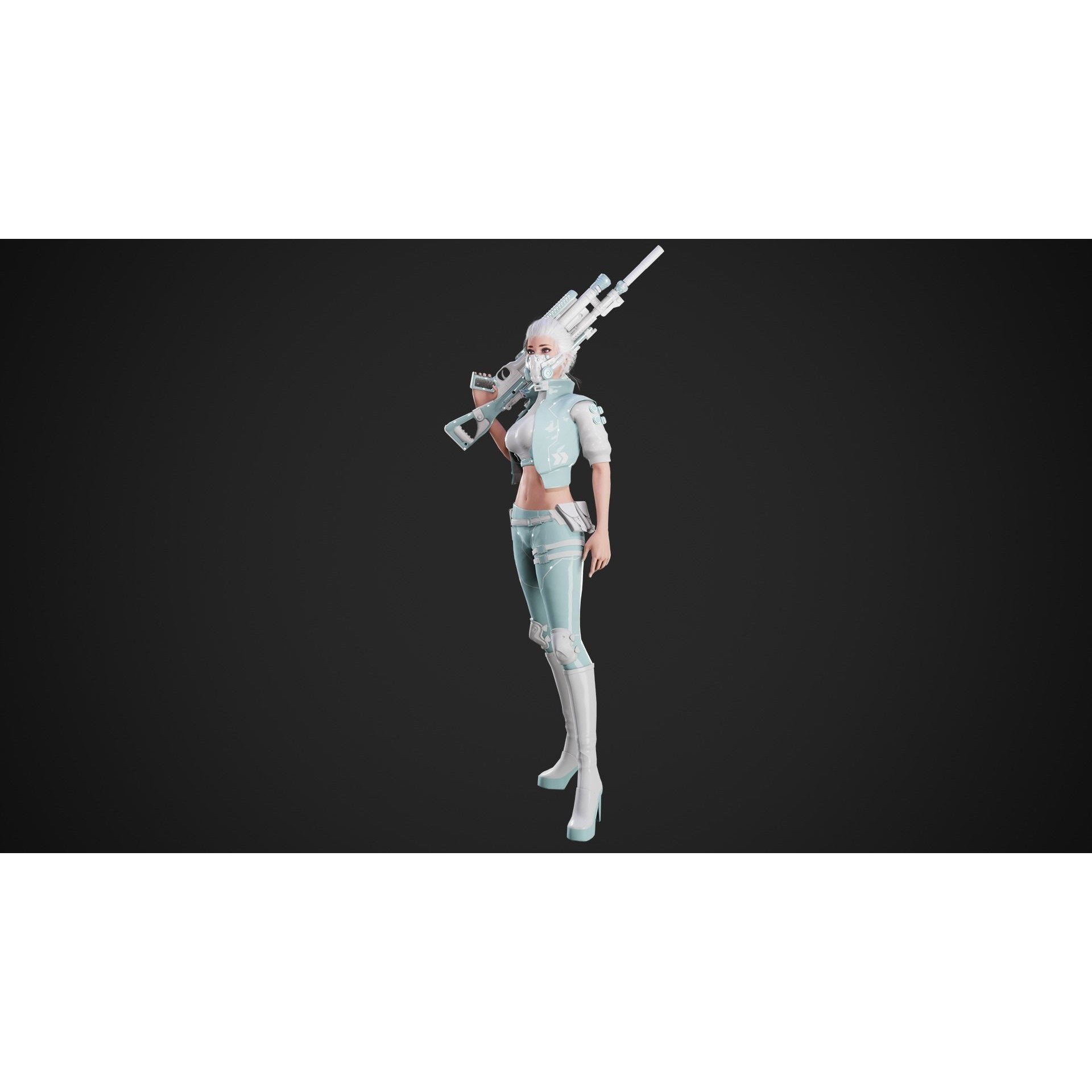 Cyberpunk NYX Robot - Low-Poly Game-Ready 3D Model - View 15