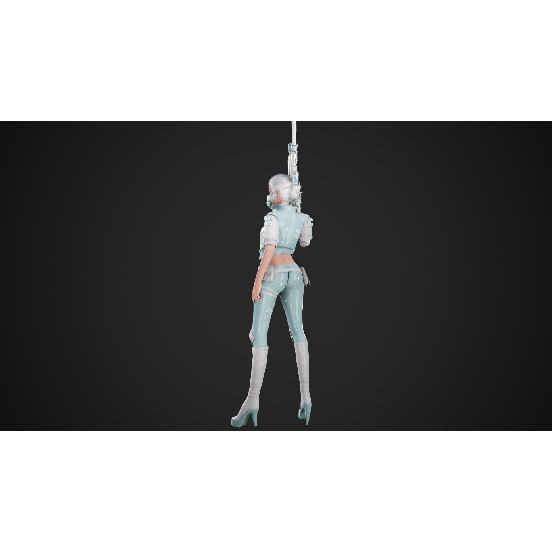 Cyberpunk NYX Robot - Low-Poly Game-Ready 3D Model - View 16