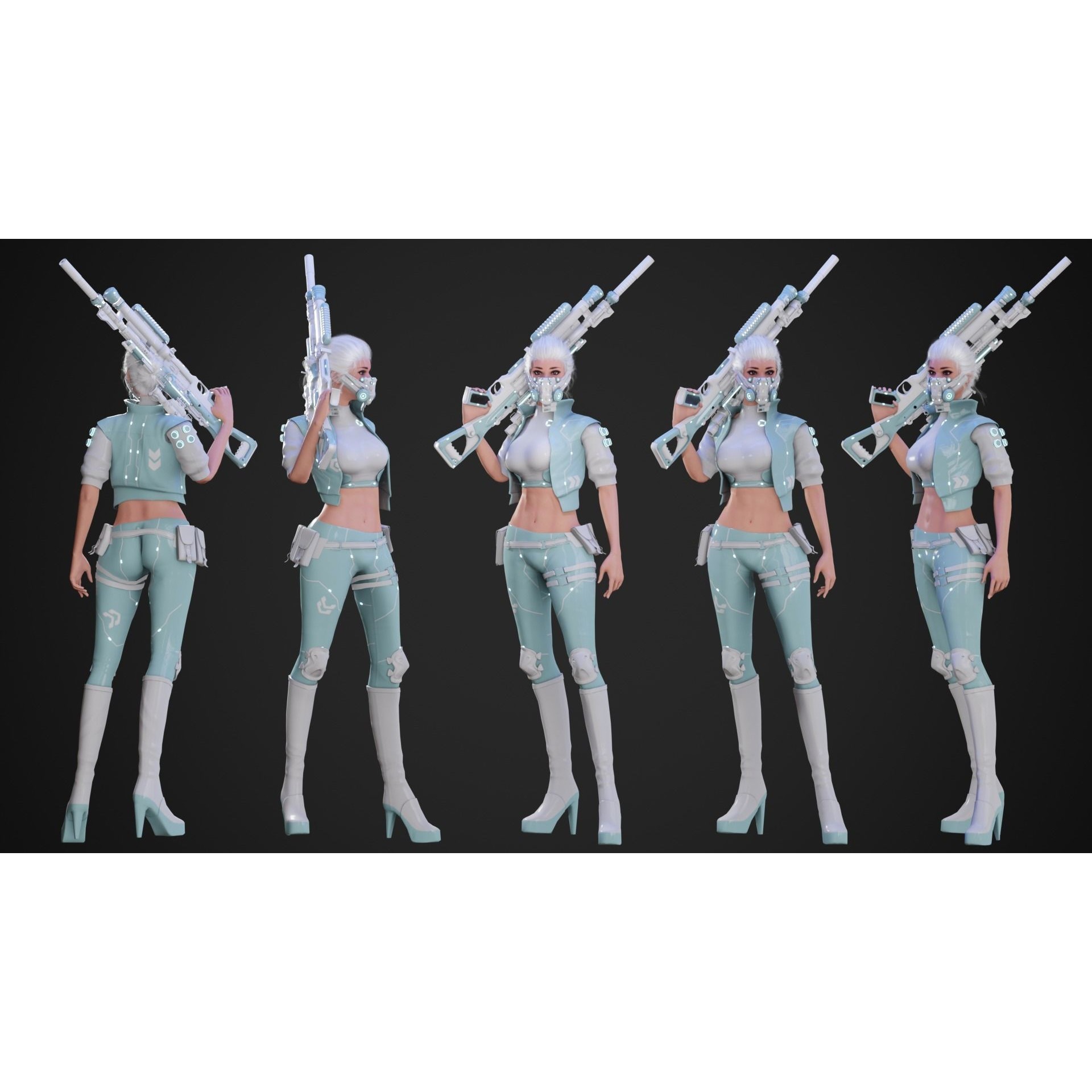 Cyberpunk NYX Robot - Low-Poly Game-Ready 3D Model - View 17
