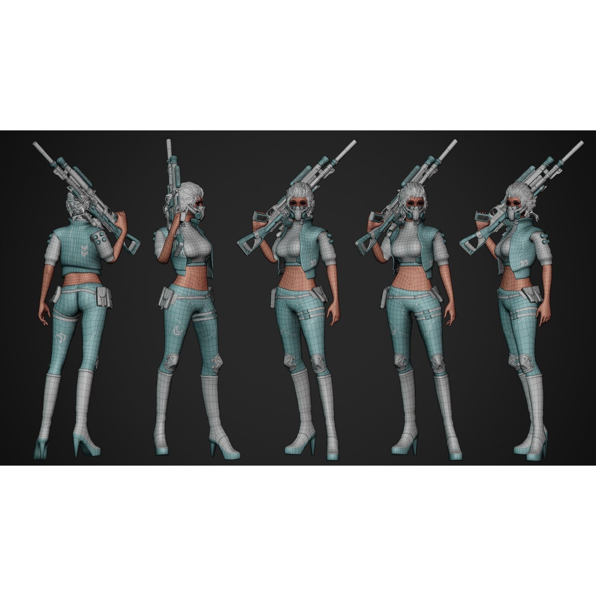 Cyberpunk NYX Robot - Low-Poly Game-Ready 3D Model - View 18