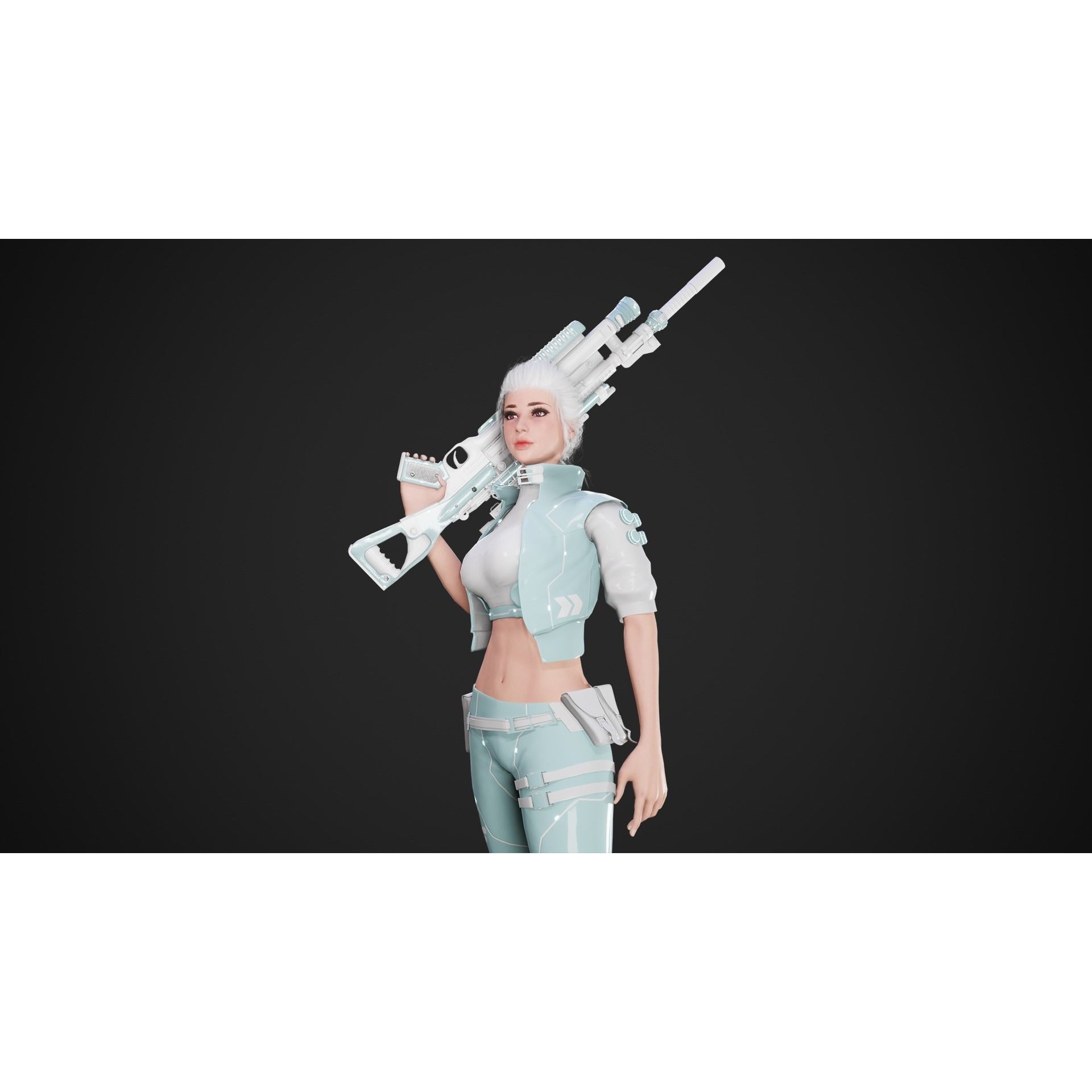Cyberpunk NYX Robot - Low-Poly Game-Ready 3D Model - View 4