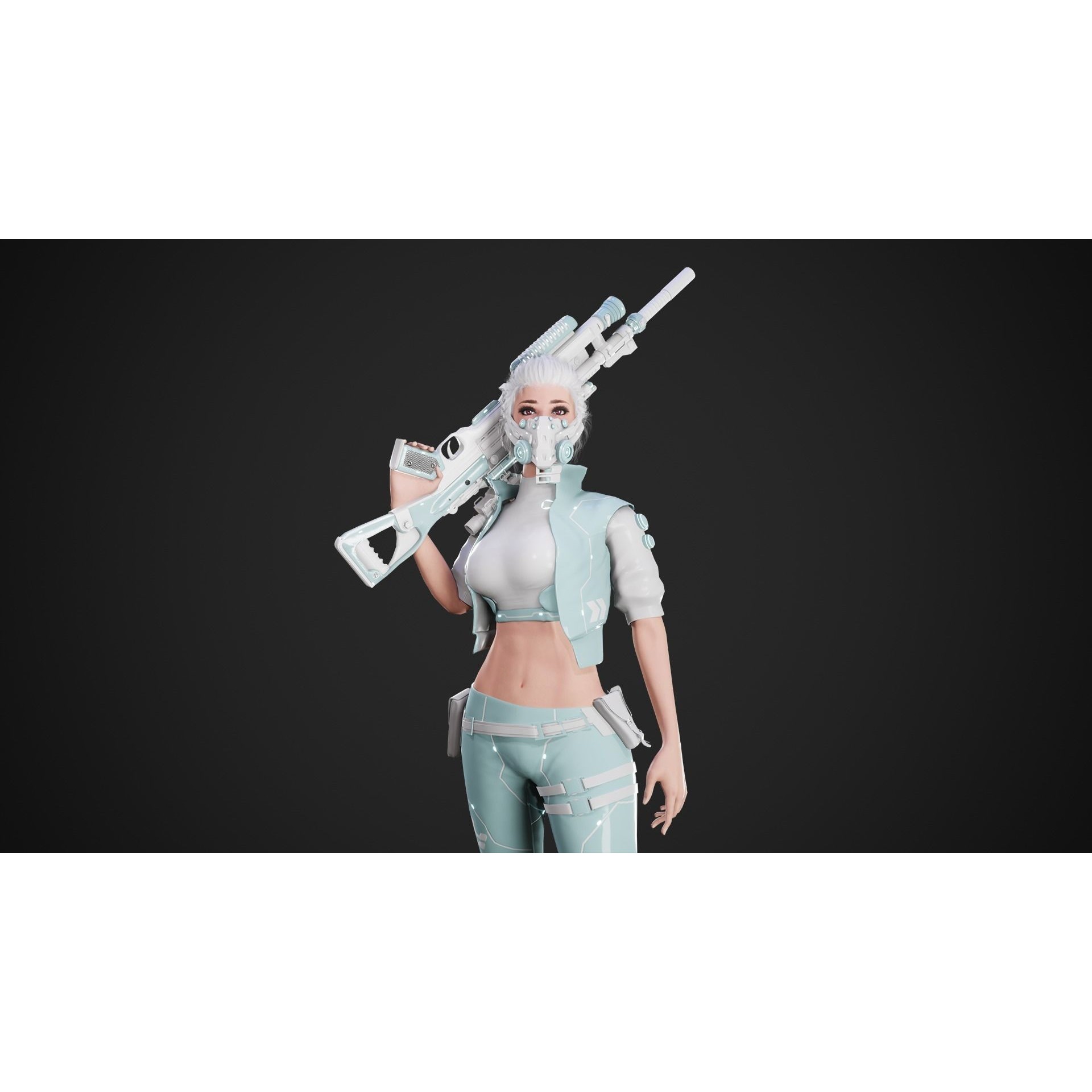 Cyberpunk NYX Robot - Low-Poly Game-Ready 3D Model - View 6