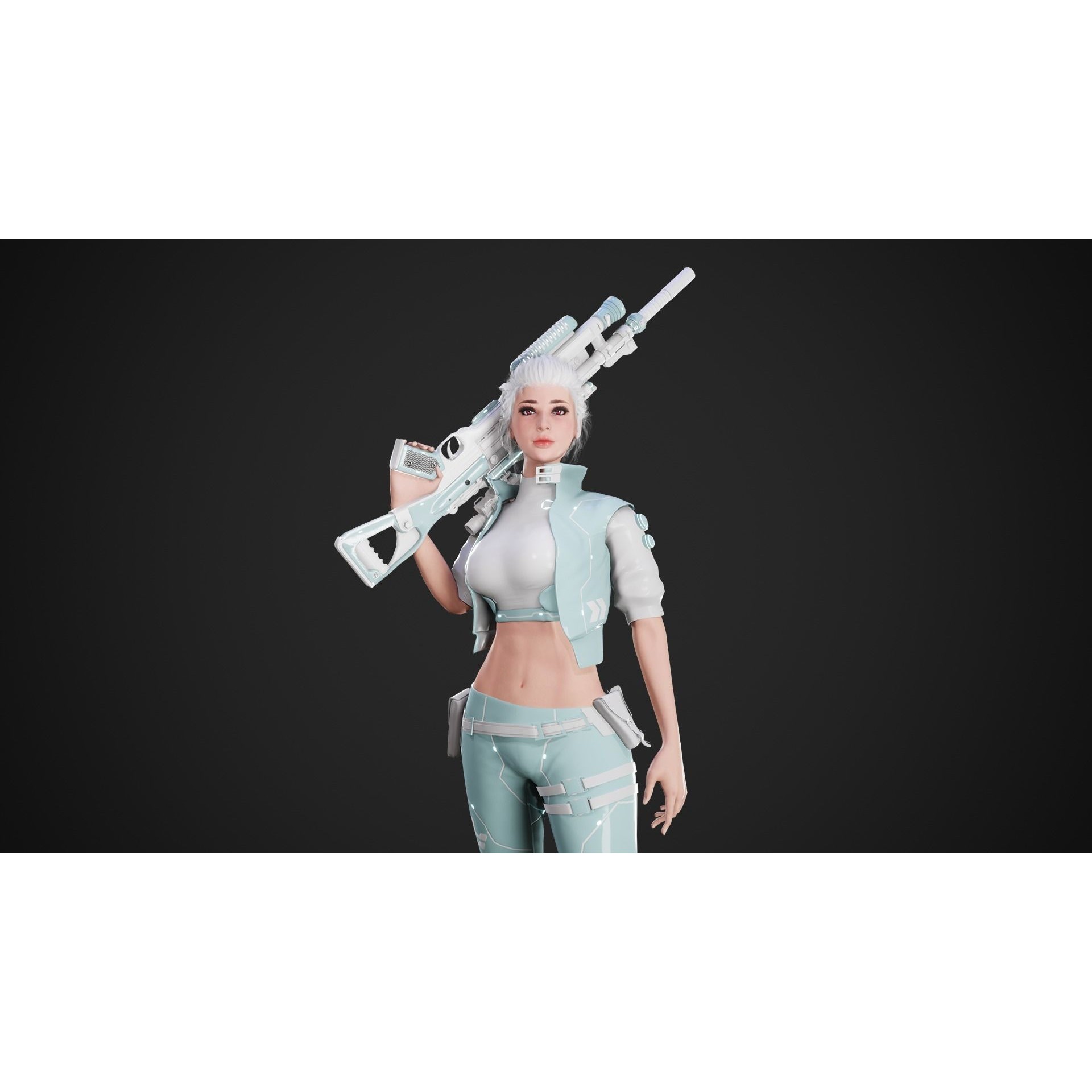 Cyberpunk NYX Robot - Low-Poly Game-Ready 3D Model - View 7