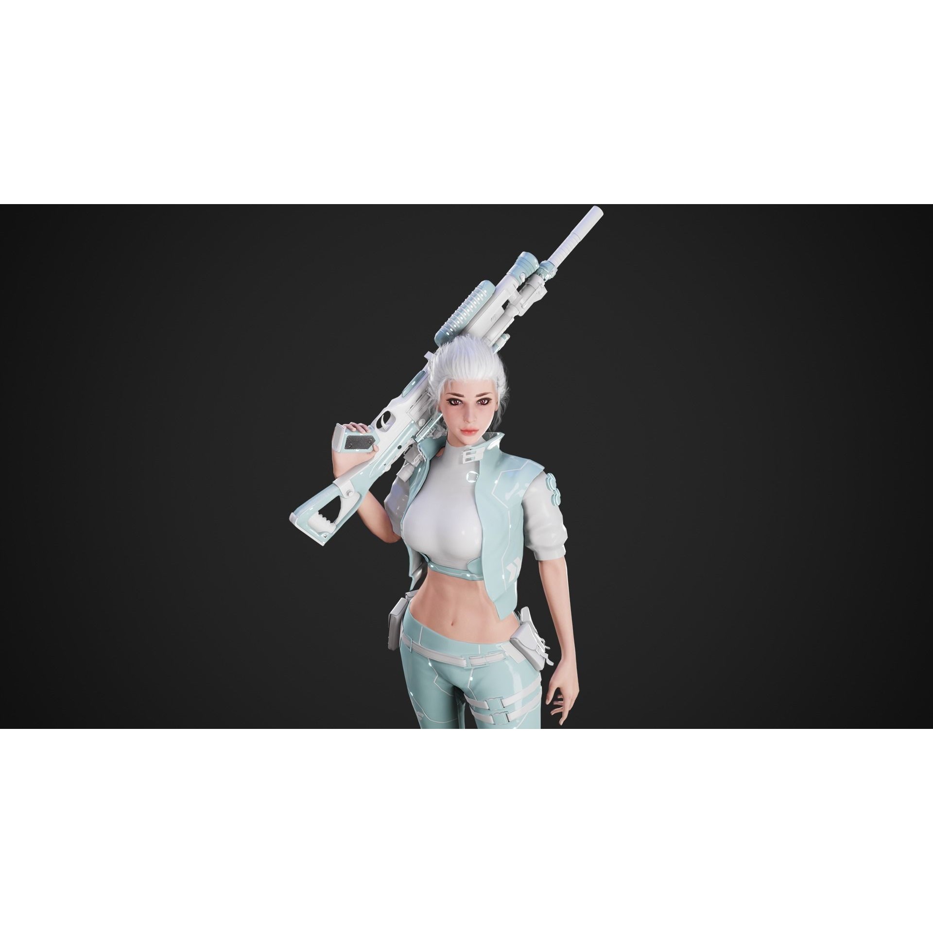 Cyberpunk NYX Robot - Low-Poly Game-Ready 3D Model - View 9