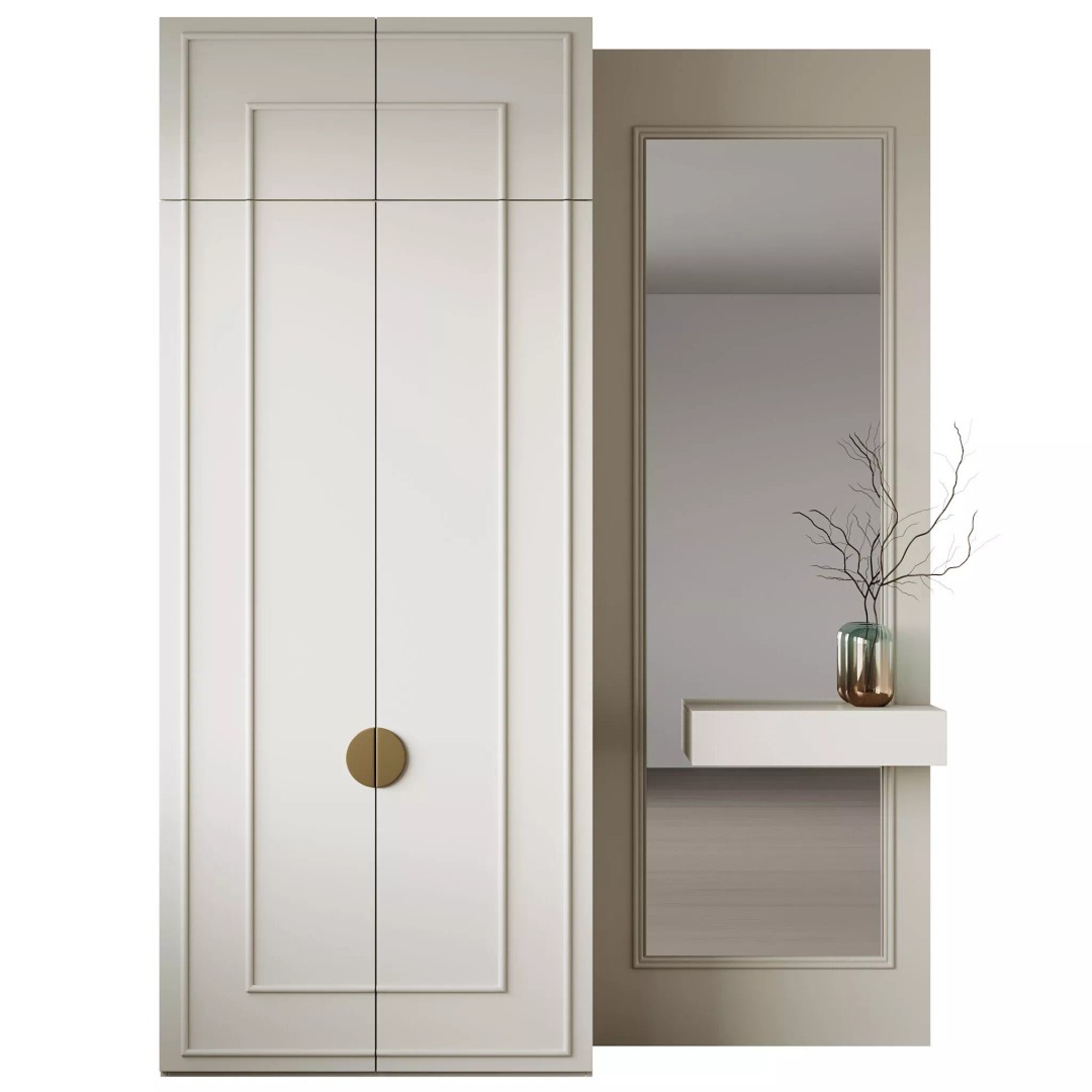 Neoclassical Hallway 3D Model – Elegant Furniture Set, FBX & OBJ - View 3