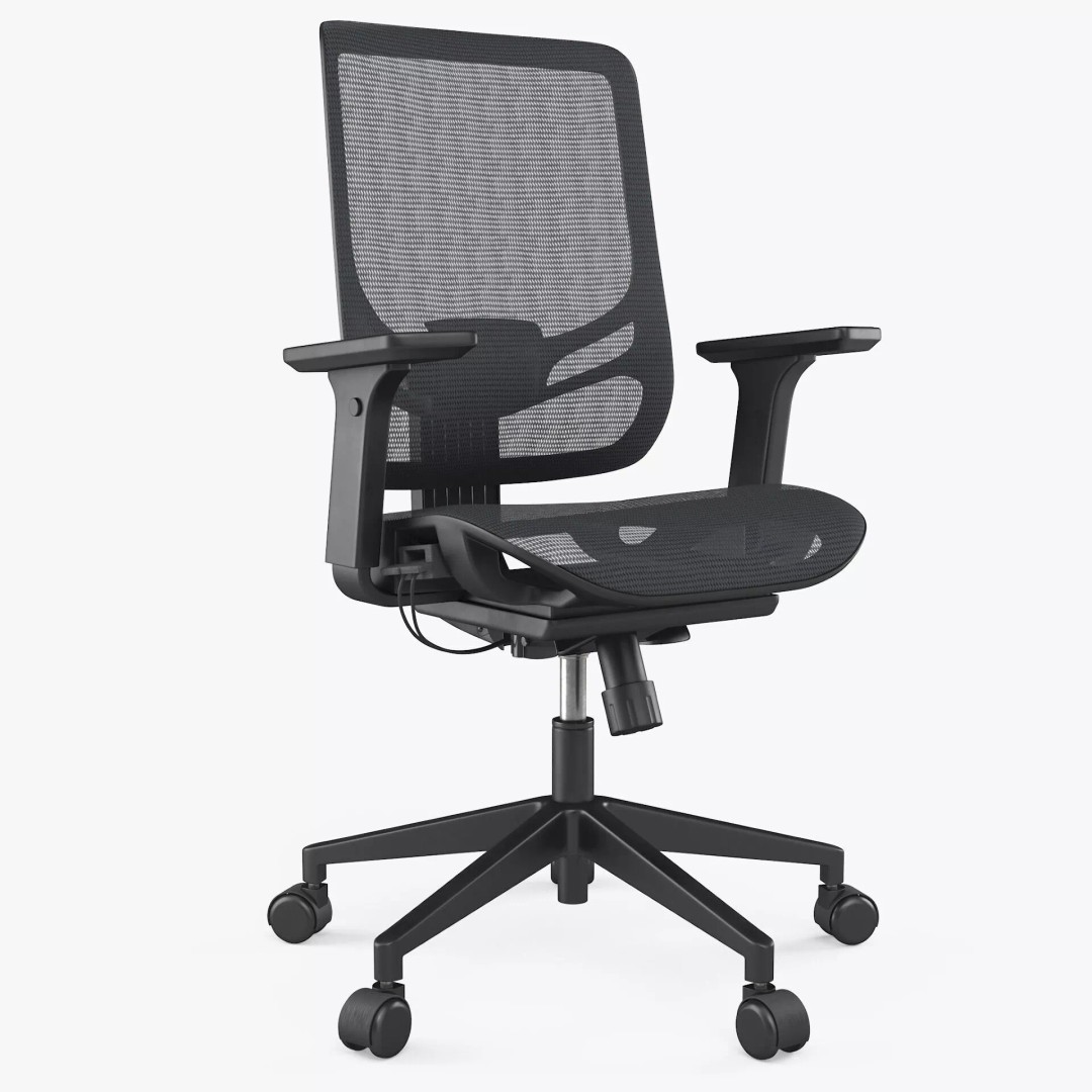 Office Chair 3D Model – Low Poly Ergonomic Furniture with PBR Textures - View 2
