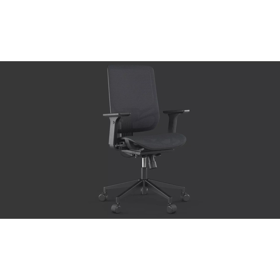 Office Chair 3D Model – Low Poly Ergonomic Furniture with PBR Textures - View 3