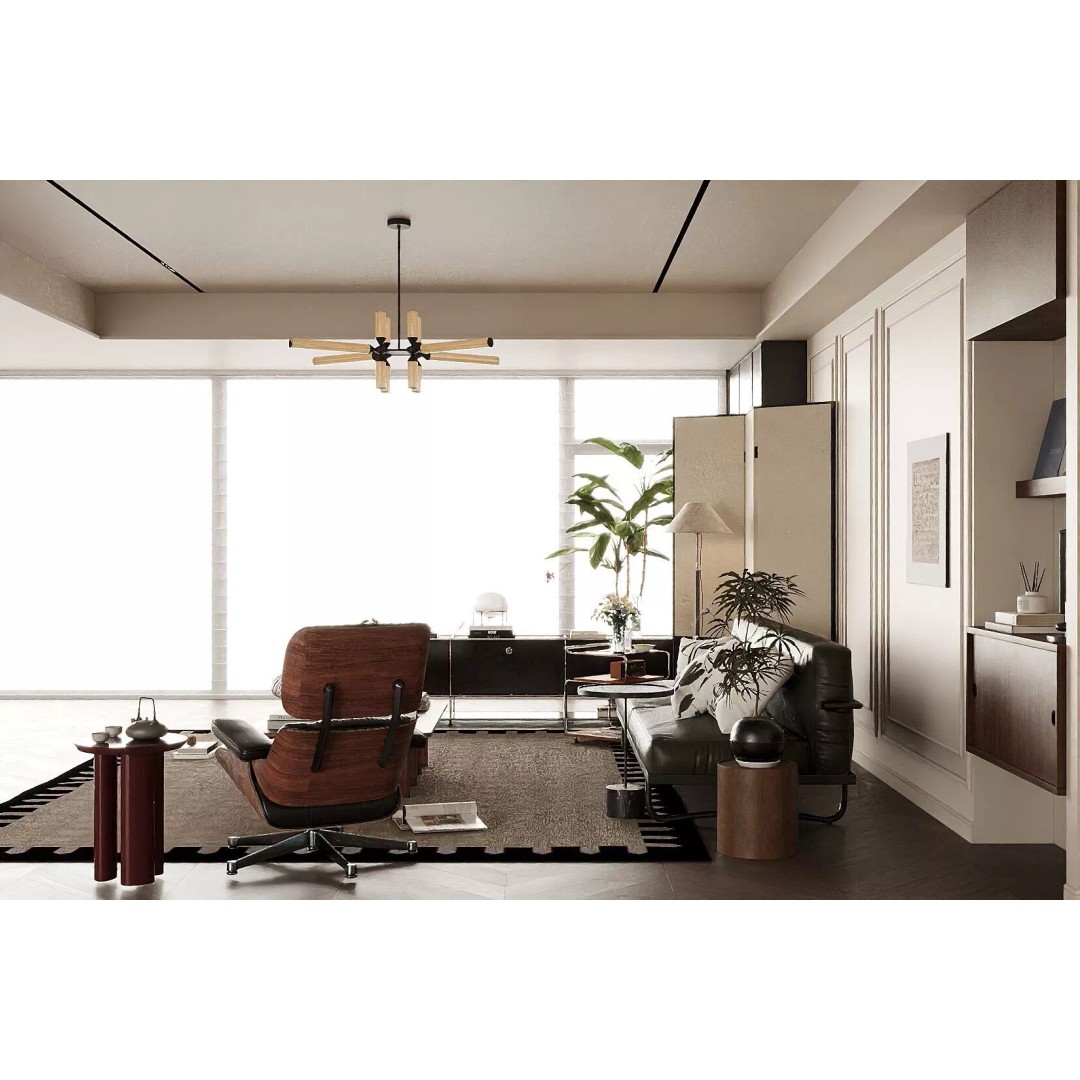 Mid-century Modern Living Room 3D Model – Vintage Design, PBR Textures - View 4