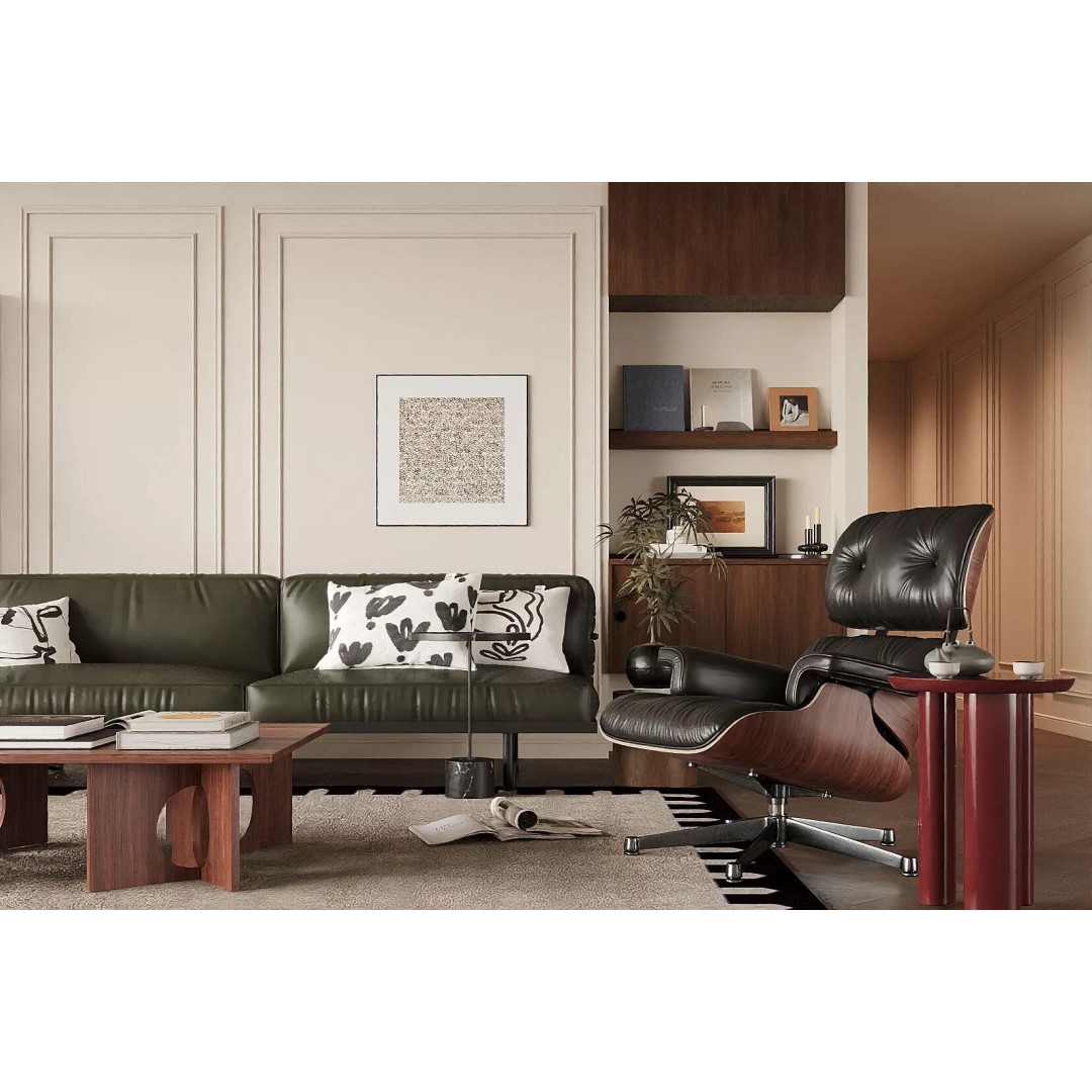 Mid-century Modern Living Room 3D Model – Vintage Design, PBR Textures - View 6