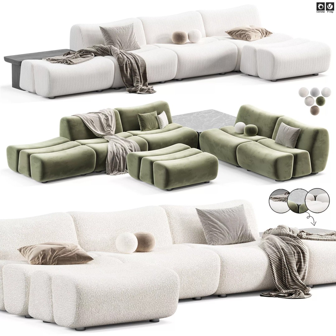 Poliform Ernest Modular Sofa 3D Model – Modern Design, OBJ & 3Ds Max - View 2