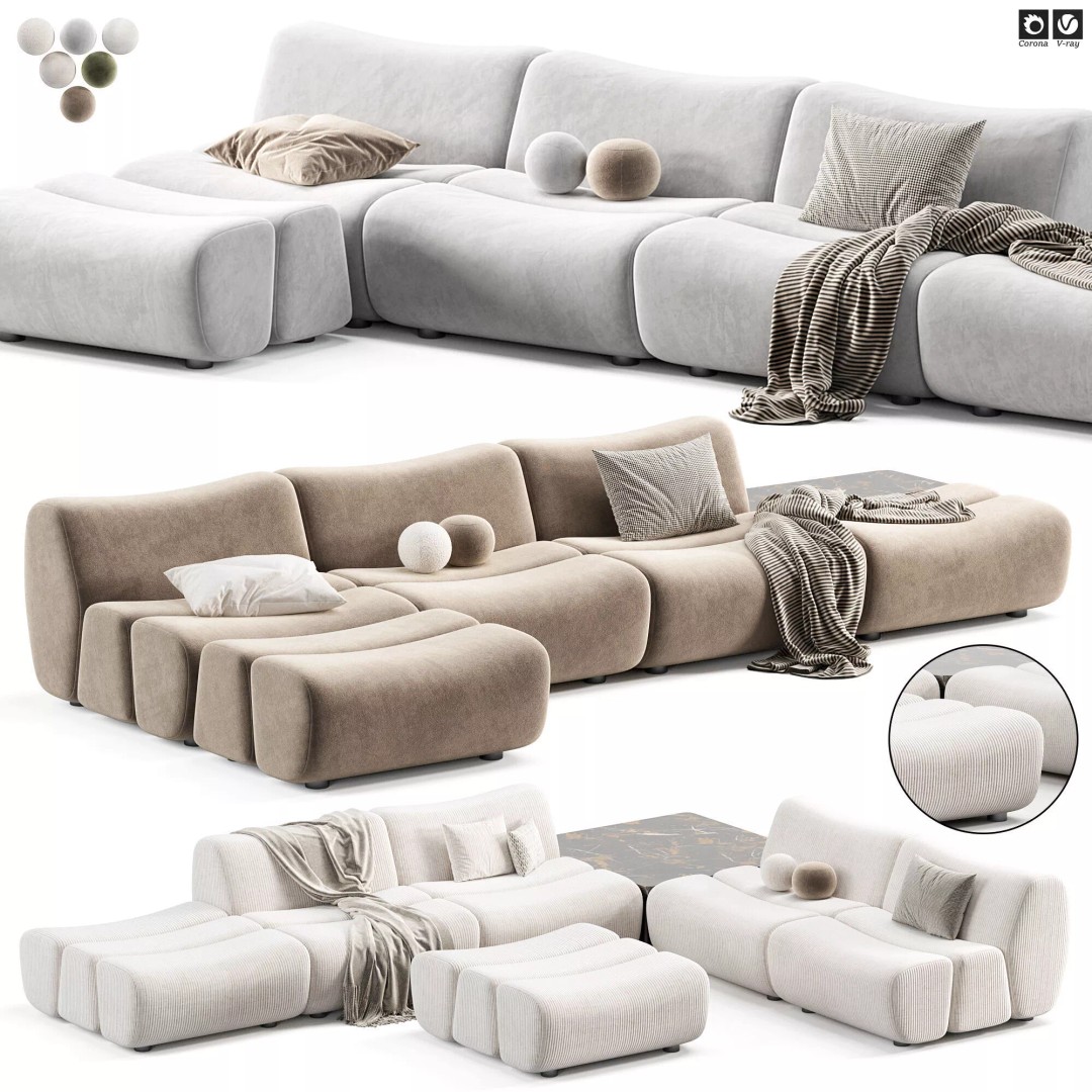 Poliform Ernest Modular Sofa 3D Model – Modern Design, OBJ & 3Ds Max - View 4