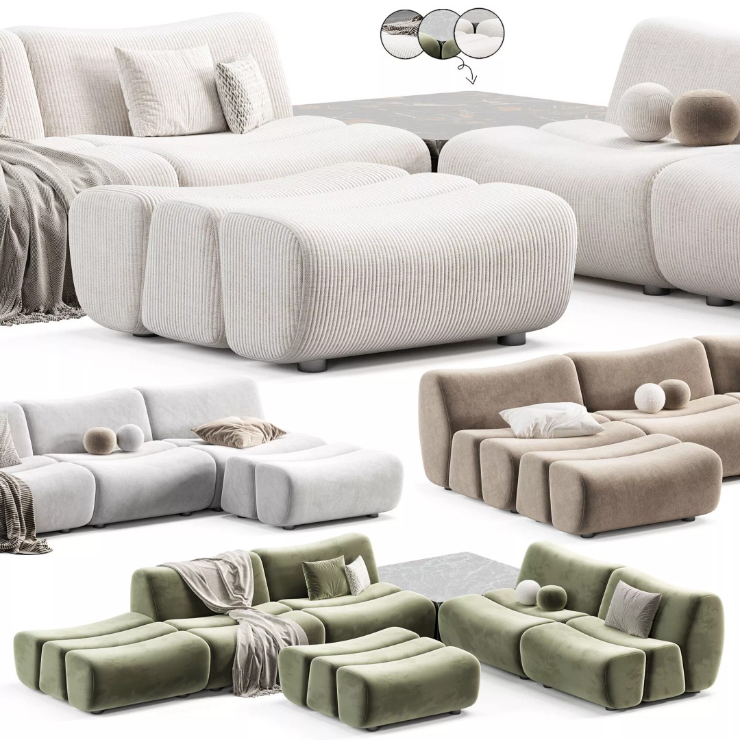 Poliform Ernest Modular Sofa 3D Model – Modern Design, OBJ & 3Ds Max - View 6
