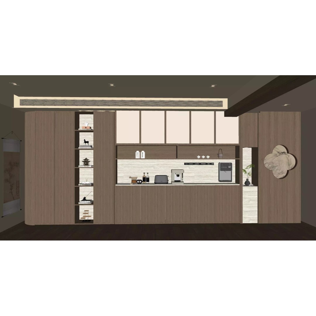 Chinese Song-Style Living and Dining Room 3D Model – Elegant Wood Furniture - View 10