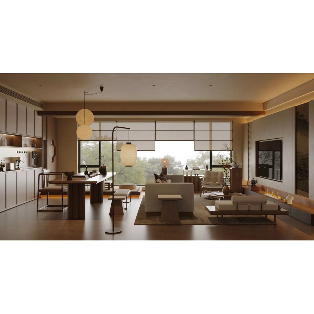 Chinese Song-Style Living and Dining Room 3D Model – Elegant Wood Furniture - View 6