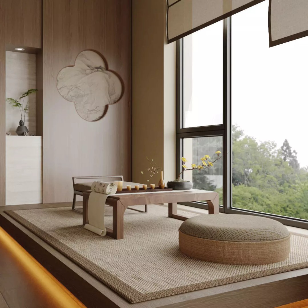 Chinese Song-Style Living and Dining Room 3D Model – Elegant Wood Furniture - View 7