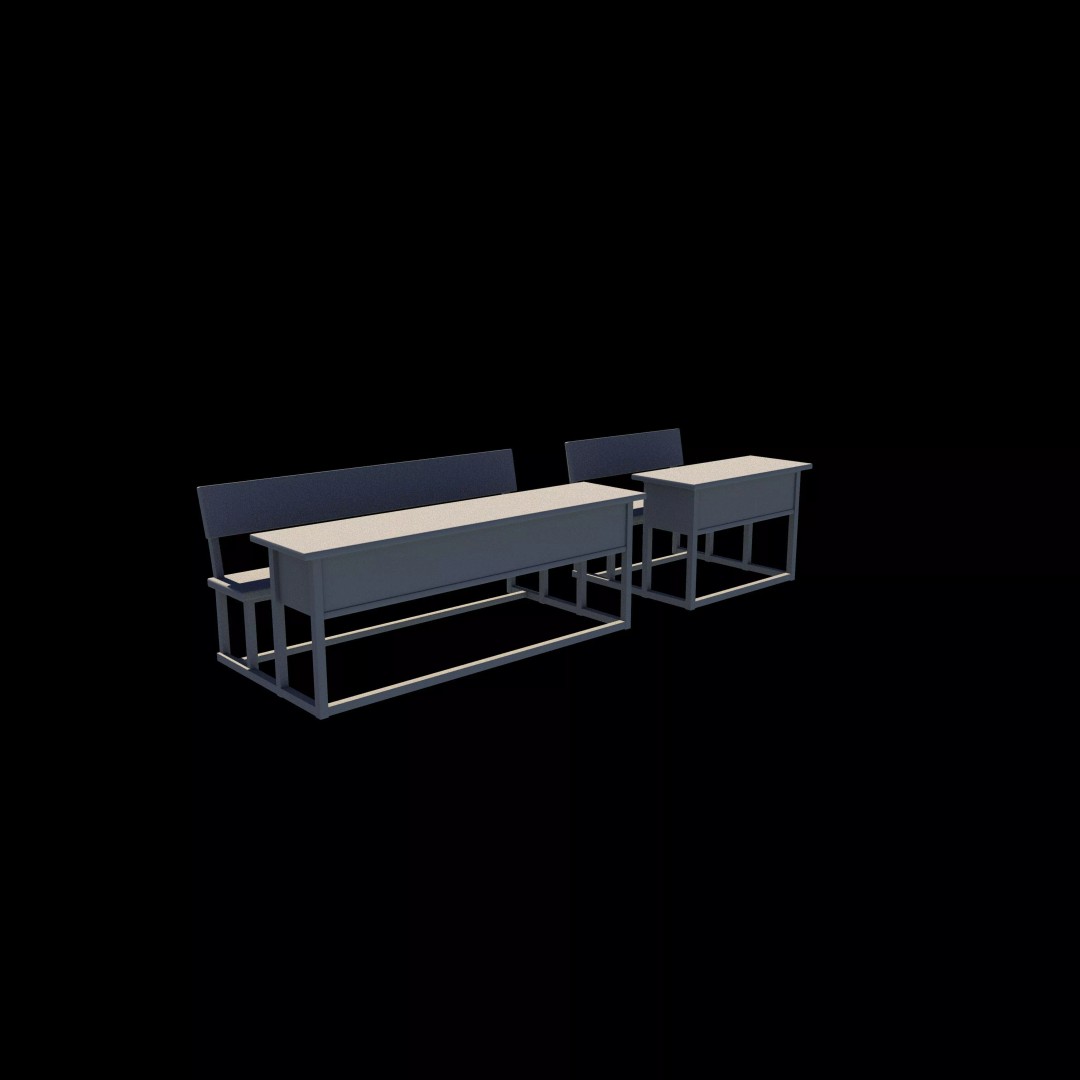 Student Desk 3D Model – Realistic Furniture for Education, FBX, Blender