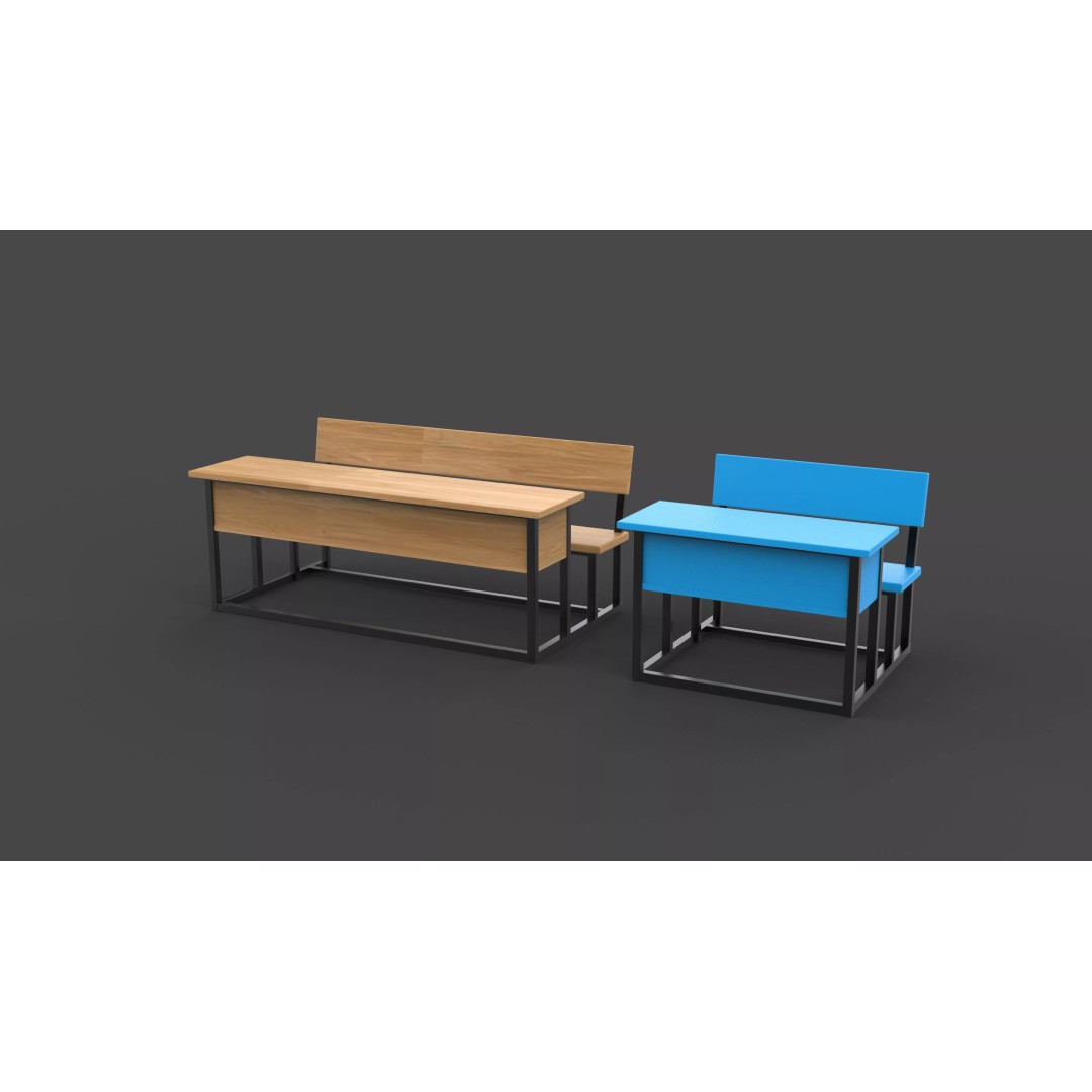 Student Desk 3D Model – Realistic Furniture for Education, FBX, Blender - View 10