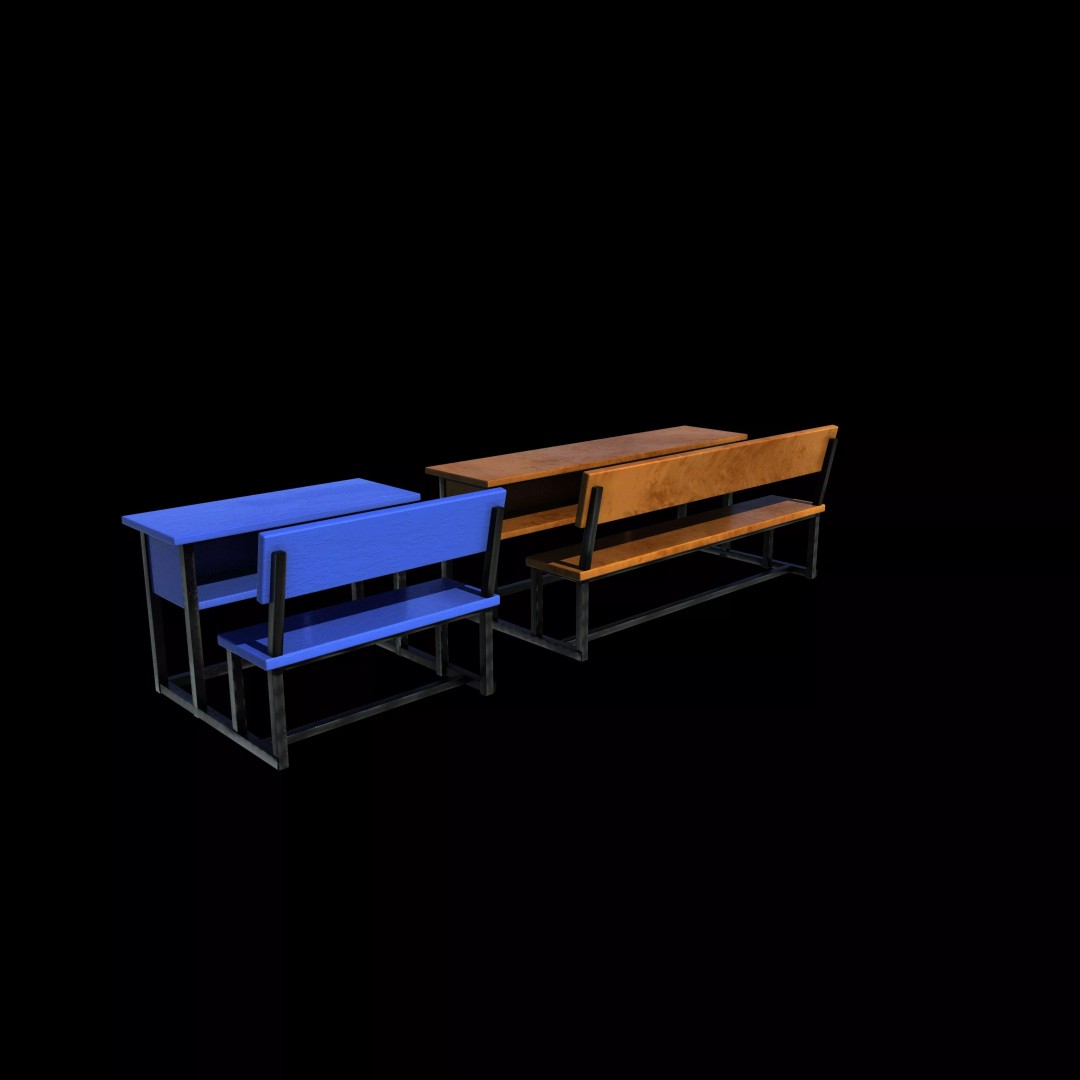 Student Desk 3D Model – Realistic Furniture for Education, FBX, Blender - View 11