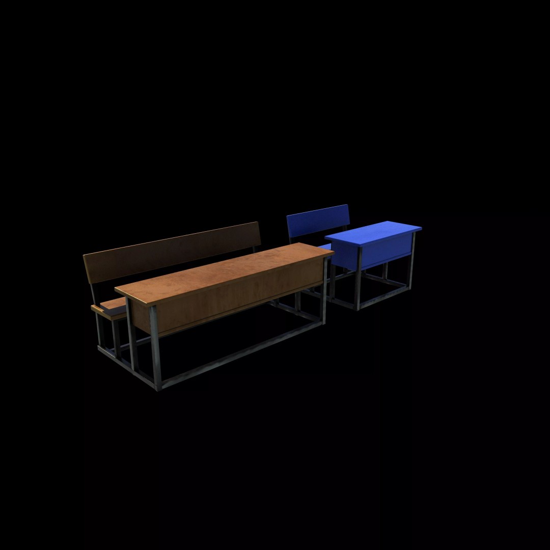 Student Desk 3D Model – Realistic Furniture for Education, FBX, Blender - View 12