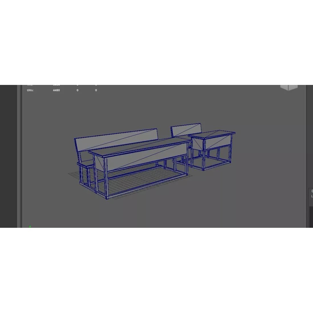 Student Desk 3D Model – Realistic Furniture for Education, FBX, Blender - View 13