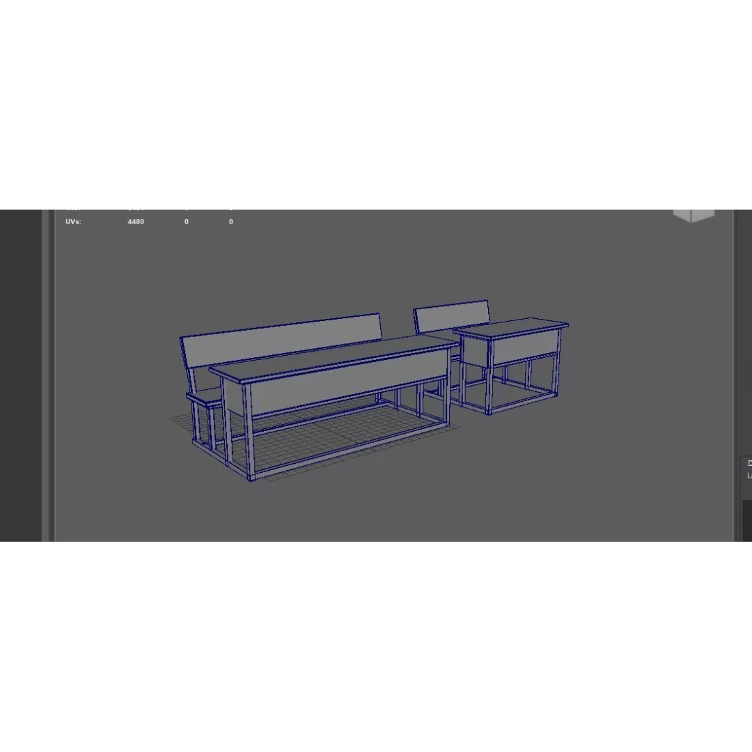 Student Desk 3D Model – Realistic Furniture for Education, FBX, Blender - View 15