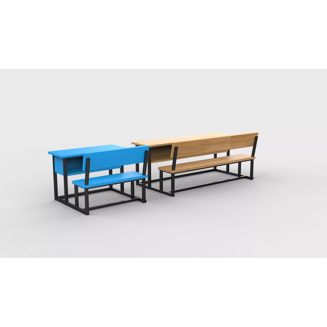 Student Desk 3D Model – Realistic Furniture for Education, FBX, Blender - View 4