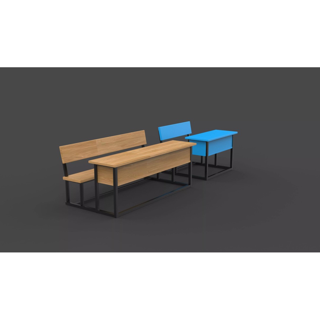 Student Desk 3D Model – Realistic Furniture for Education, FBX, Blender - View 5
