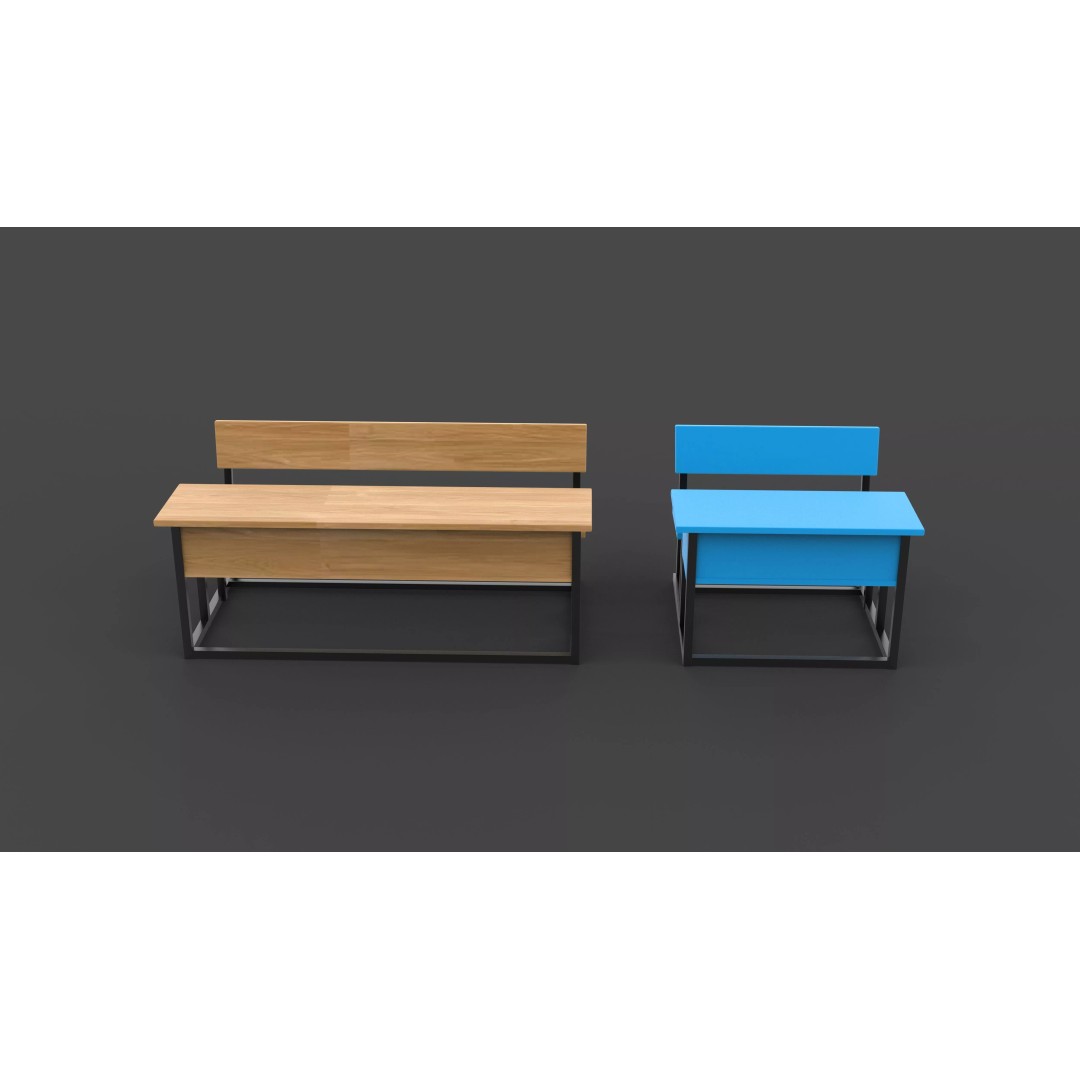 Student Desk 3D Model – Realistic Furniture for Education, FBX, Blender - View 6