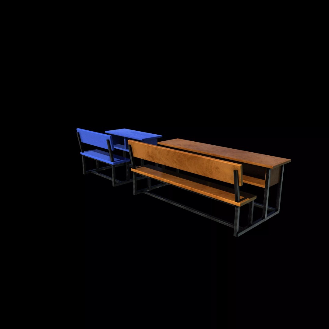 Student Desk 3D Model – Realistic Furniture for Education, FBX, Blender - View 7