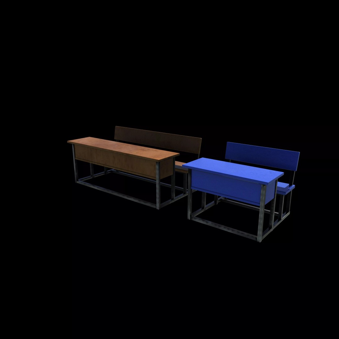 Student Desk 3D Model – Realistic Furniture for Education, FBX, Blender - View 8