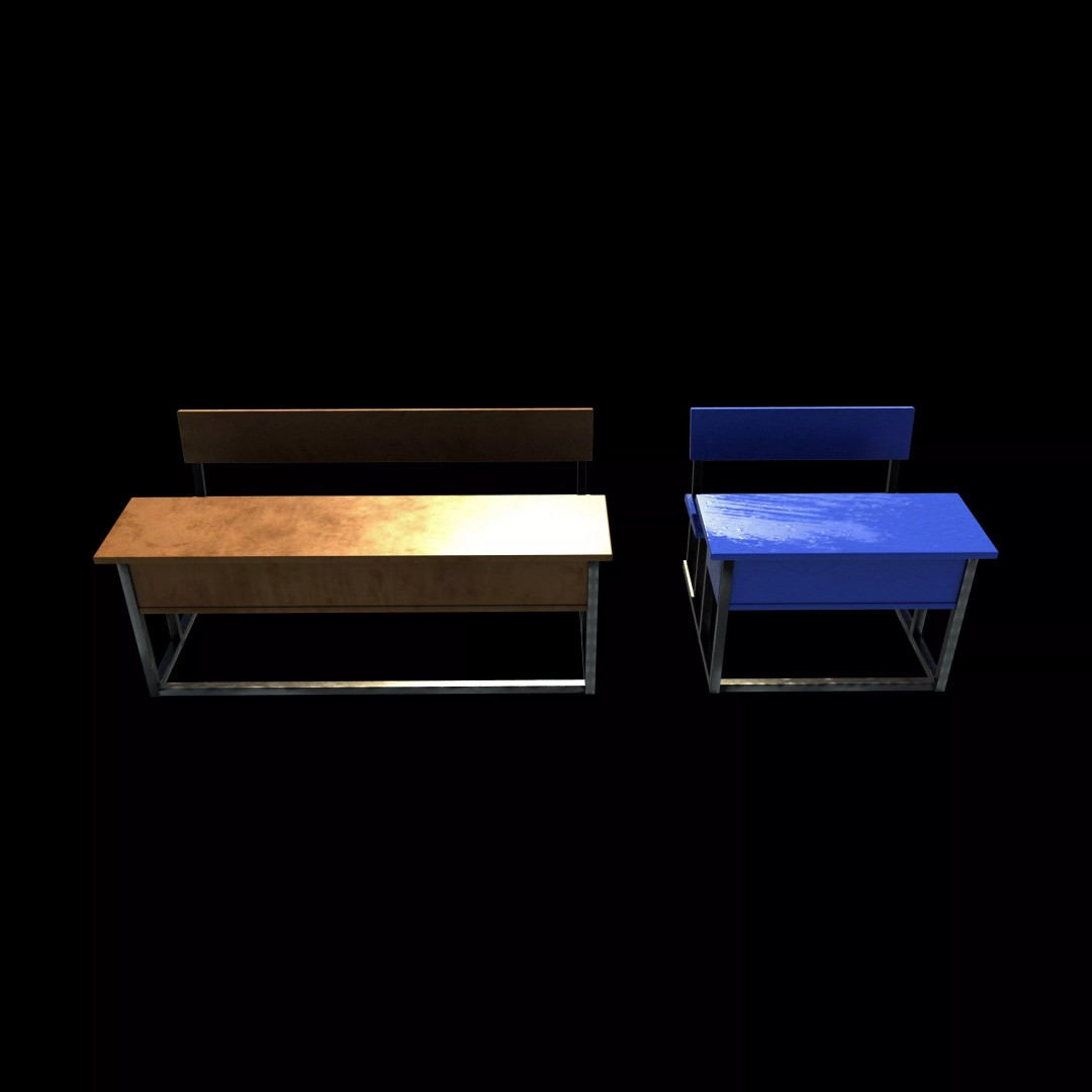 Student Desk 3D Model – Realistic Furniture for Education, FBX, Blender - View 9