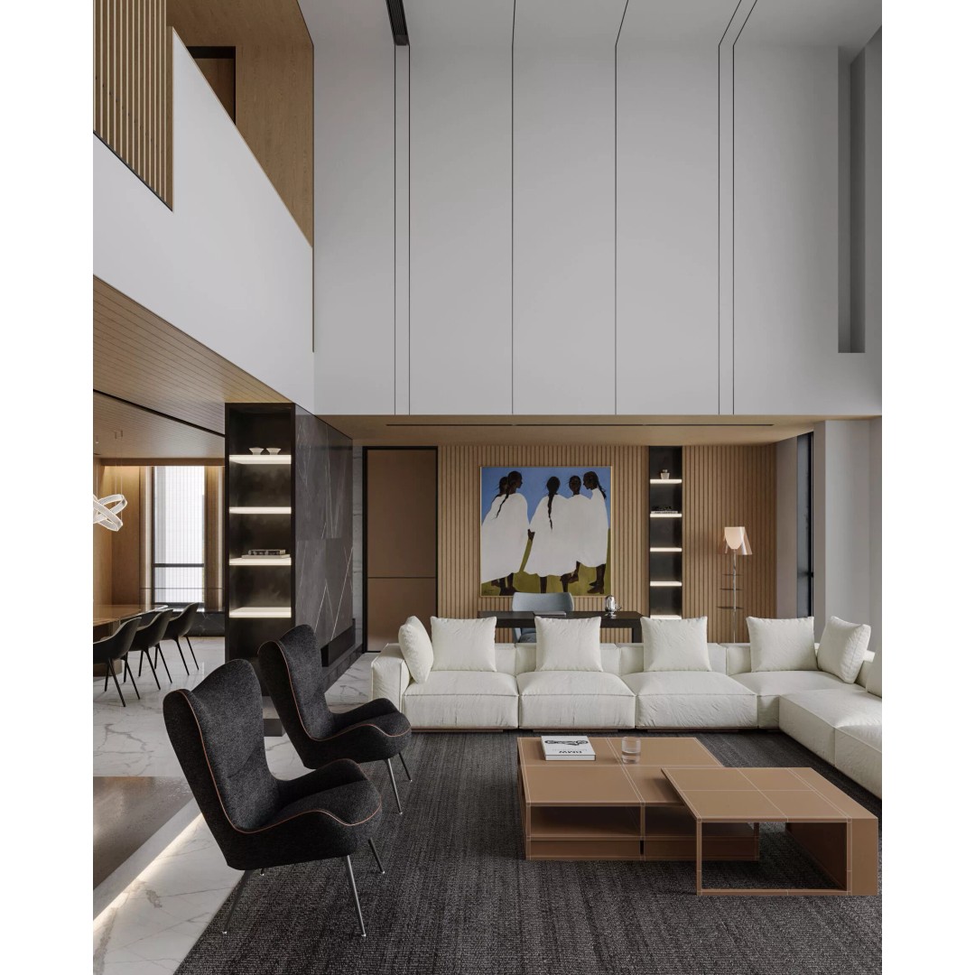 Modern Villa 3D Model – Luxurious Interior Scene with PBR Textures - View 3