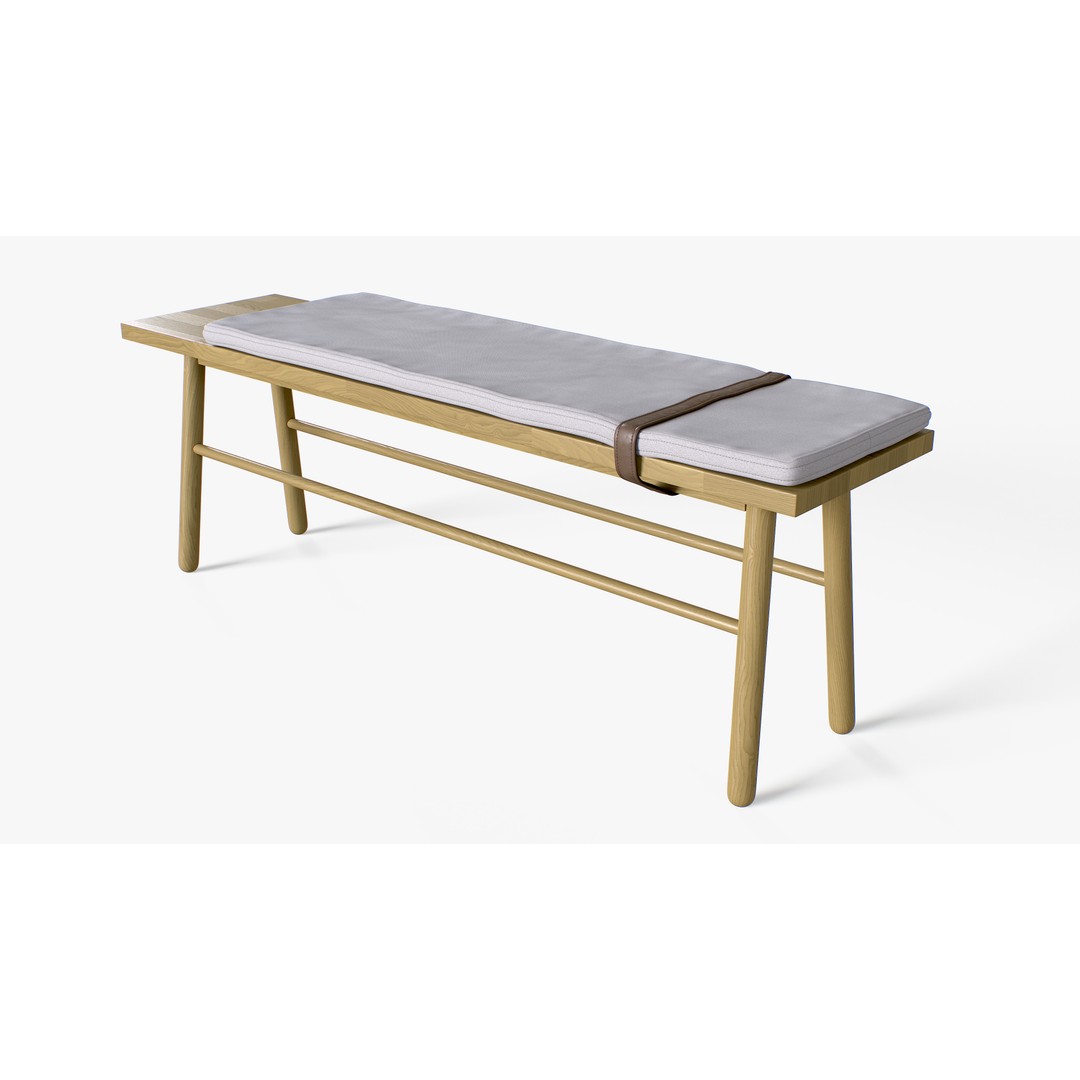 Oak Bench 3D Model – Low Poly Furniture Asset, PBR Textures - View 3
