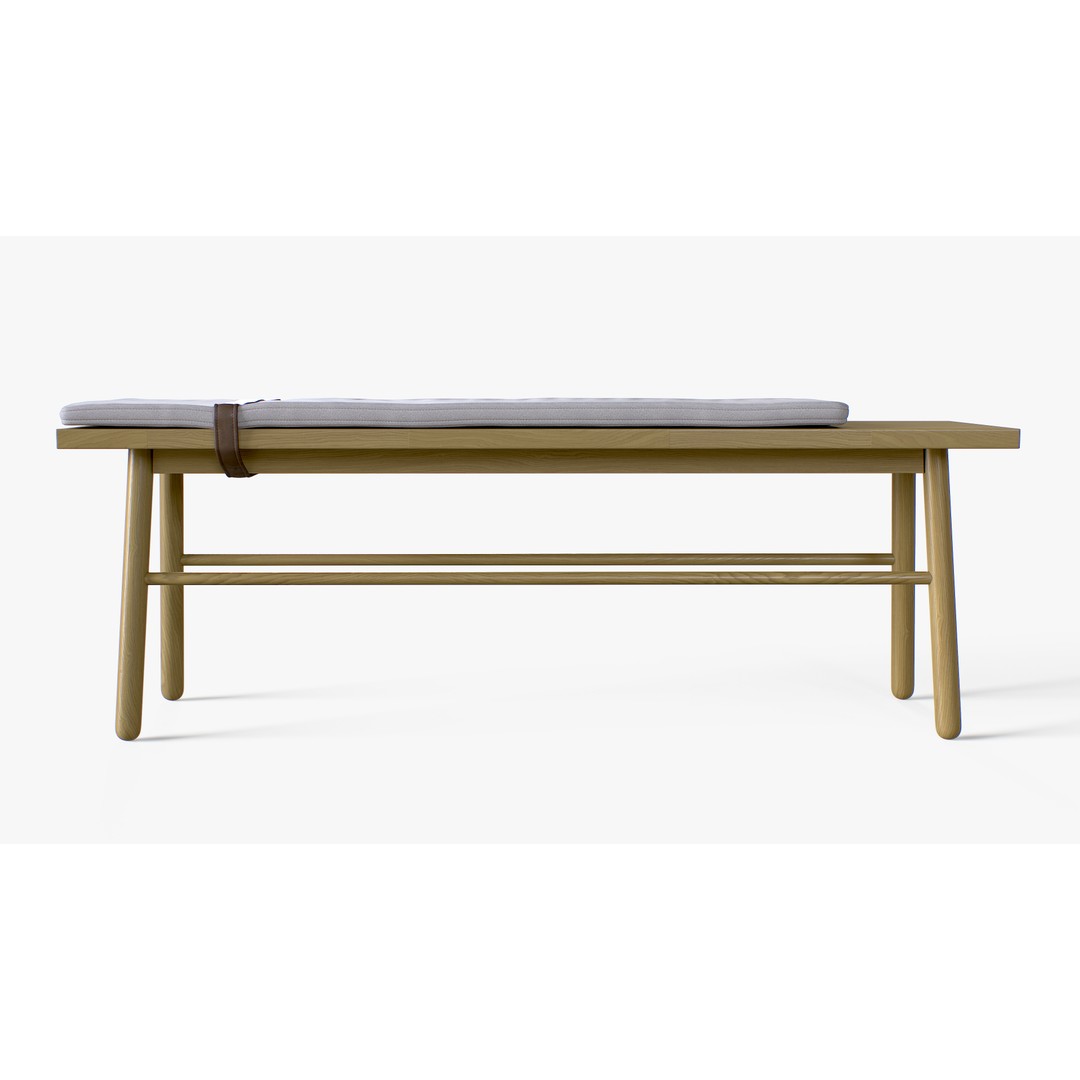 Oak Bench 3D Model – Low Poly Furniture Asset, PBR Textures - View 4
