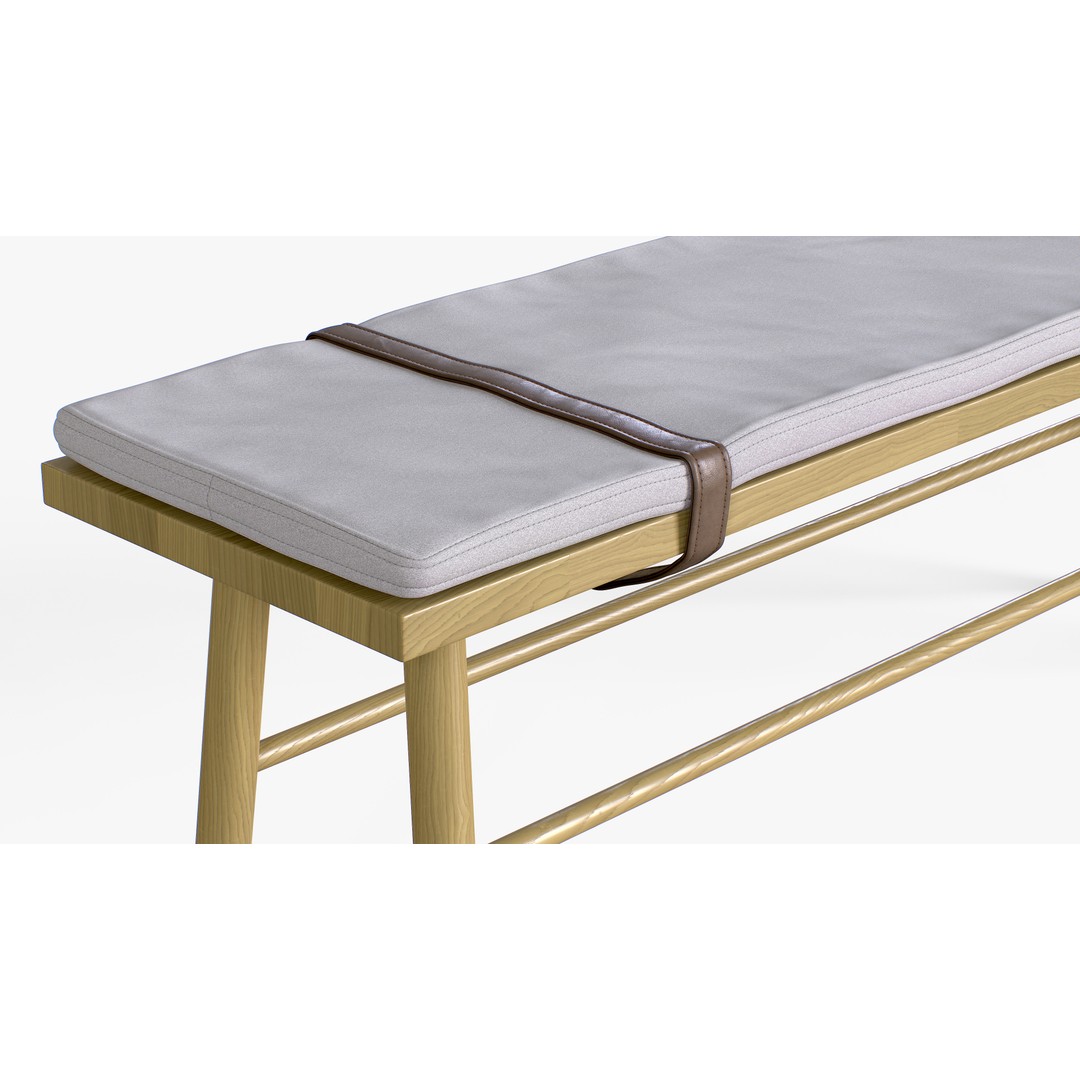 Oak Bench 3D Model – Low Poly Furniture Asset, PBR Textures - View 6