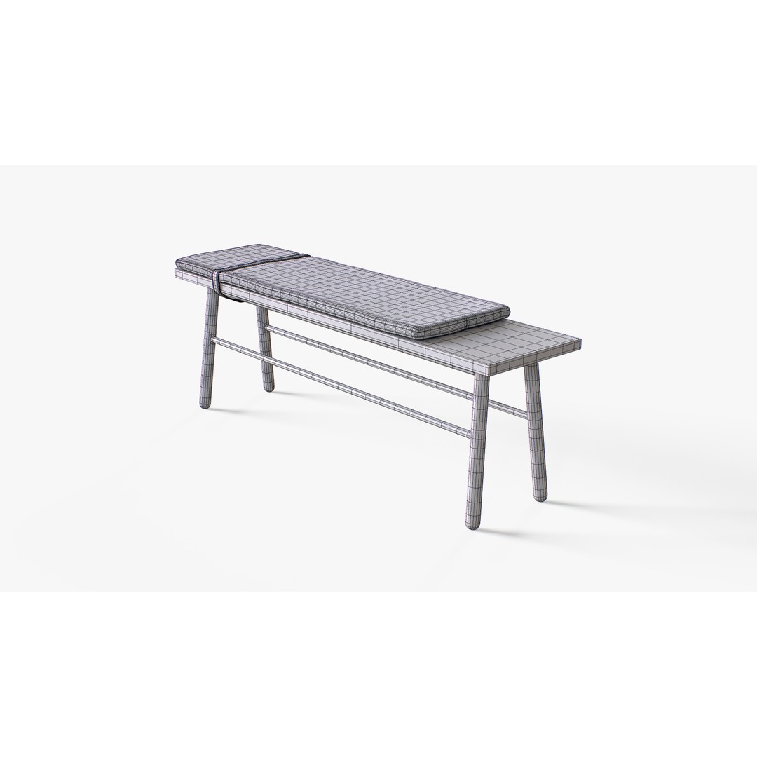 Oak Bench 3D Model – Low Poly Furniture Asset, PBR Textures - View 9